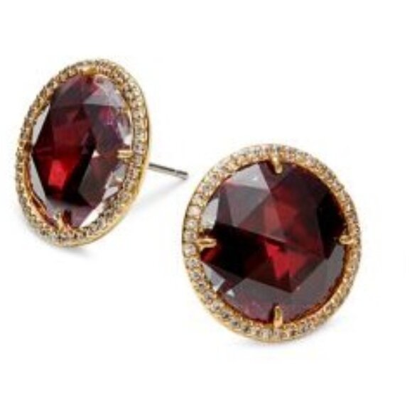 Kate Spade New York She Has Spark Goldtone Fuschia Red Crystal Stud Earrings - Picture 3 of 7